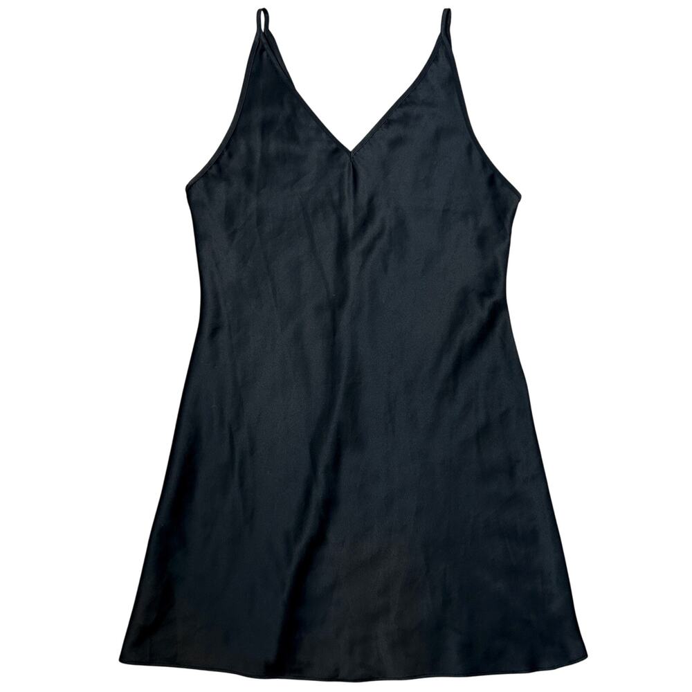 VICTORIAS SECRET Vintage 90s Nightie Womens Small Black Satin Mini Slip Dress